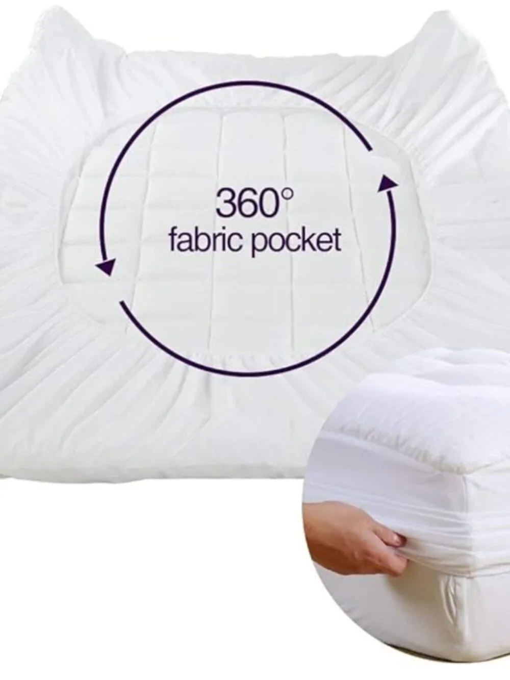 EASELAND Full Size Mattress Pad Cotton Pillow Top Mattress Topper White